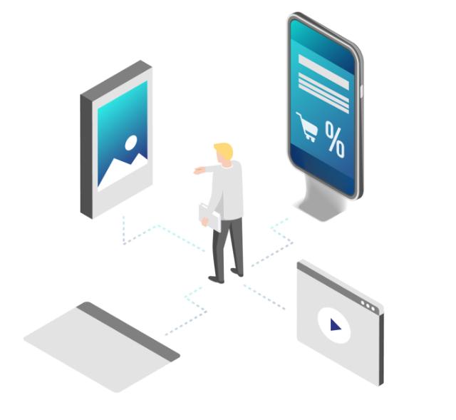 Shop & Go conceptual graphical diagram depicting the different types of interaction between the customer and the store